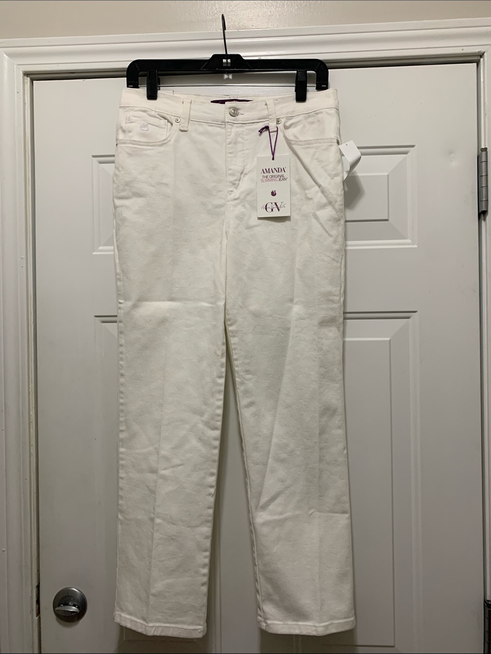 3/$15 NWT Gloria Vanderbilt Cotton Amanda Slimming Vintage White Jeans Size 6P
